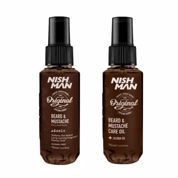 NISHMAN Bart-Set mit Bartöl 75 ml & Bart Parfum Adonis75 ml