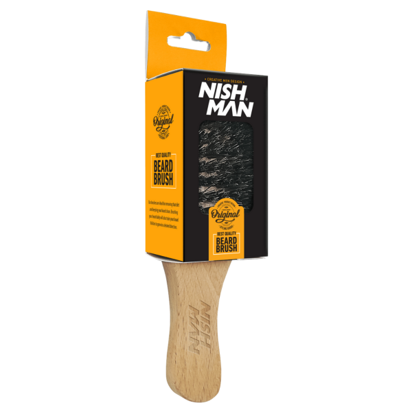 NISHMAN Premium Beard Brush Echtholzgriff &amp; Naturborsten
