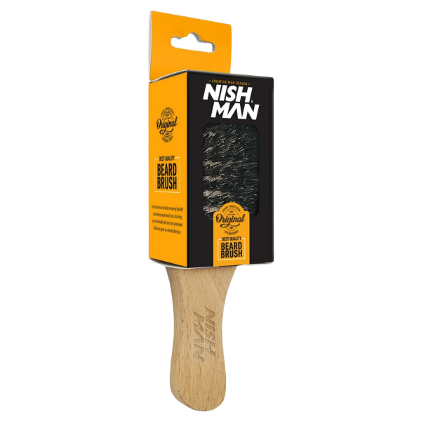 NISHMAN Premium Beard Brush Echtholzgriff & Naturborsten