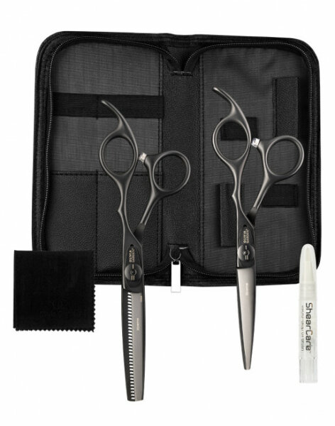 Olivia Garden 2er Set OG Xtreme Matt Black Haarschere 5,75 Zoll + Effi 6,35 Zoll